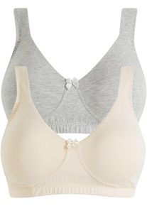 Minimizer T-Shirt BH ohne Bügel mit Bio-Baumwolle (2er Pack), beige, Größe 95F, mit Baumwolle, bonprix