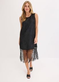 Minikleid mit Fransen, schwarz, Größe 42, bonprix