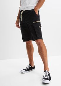 Stretch-Schlupf-Bermuda mit Cargotaschen Regular Fit, schwarz, Größe 50, mit Baumwolle, bonprix