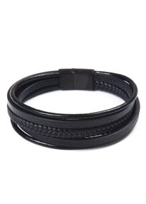 Firetti Leren armband In mannelijk design, meerrijig, gedeeltelijk gevlochten heren armbanden zwart