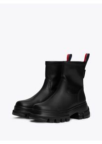 Tommy Jeans Laarsjes TJW CHUNKY CHELSEA BOOT MIX MAT blokhak, plateau, instap laarzen, combat-boots met label dames laarsjes maat 37 EU zwart