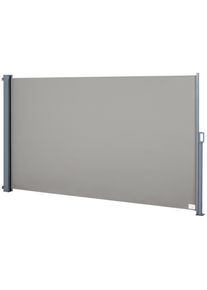 Outsunny Retractable Folding Side Awning Screen Fence Patio Garden Outdoor Privacy Divider with Steel Pole 300 L x 160 H cm Grey | Aosom Ireland