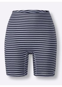 wäschepur Dames Lange panty in marine gestreept ,maat 36/38, Witt, 75% Katoen, 25% Polyester
