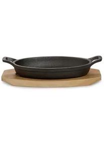 ECHTWERK Servierpfanne , Braun, Schwarz , Holz, Metall , Birke , 0,25 l , oval , 18x3x12 cm , backofengeeignet, kratzfest , Kochgeschirr, Pfannen, Bratpfannen