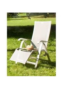 Acamp Garten-Relaxsessel , Grau, Platinfarben , Metall, Textil , Streifen , 68x116x61 cm , klappbar, gastro- und objekttauglich, wetterbeständig, regenabweisend , Gartenmöbel, Gartenliegen, Liegestühle
