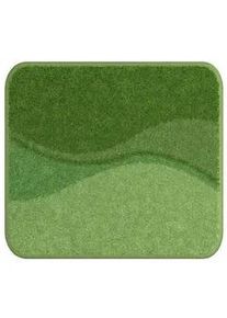 Grund Bidet-Vorleger , Grün , Textil , Wellen , rechteckig , 40x50 cm , Oeko-Tex® Standard 100, Made in Europe , Heimtextilien, Badtextilien, Badematten