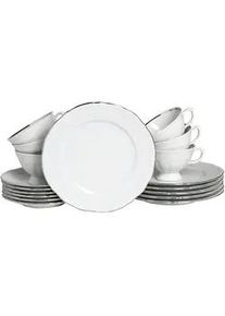 Creatable Kaffeeservice , Weiß, Platinfarben , Keramik , 18-teilig , 200 ml,200 ml , 28.5x25.5x34 cm , handbemalt, lebensmittelecht, stapelbar , Geschirr, Geschirrsets, Kaffeeservice