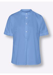 Damen Stretchbluse mit dezentem Glanz in himmelblau ,Größe 42, Witt, 97% Baumwolle, 3% Elasthan