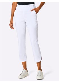 Dames 7/8-broek met splitten, afgerond in wit ,maat 20, Witt, 76% Lyocell, 19% Polyamide, 5% Elastan