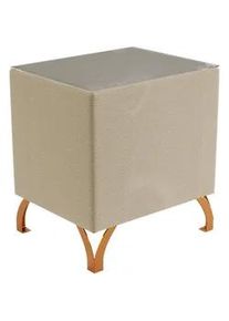 Esposa Nachtkästchen , Beige , Glas, Textil , 45x55x45 cm , Schlafzimmer, Nachtkästchen