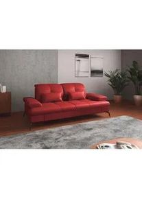 Sit & More Sit & More 3-Sitzer-Sofa , Rot , Leder , Echtleder , Nappaleder , 212x90x122 cm , Goldenes M, Oeko-Tex® Standard 100, Made in Europe, DGM-Klimapakt , Rücken echt, Armteil links, Armteil rechts , Wohnzimmer, Sofas & Couches, Sofas, 3-Sitzer Sofas