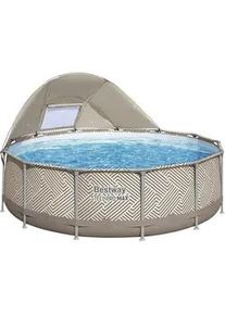 Bestway Pool , Dunkelgrau , Metall, Kunststoff, Glas , Holzoptik , 107 cm , RoHS , Freizeit & Co, Pools & Wasserspaß, Pools