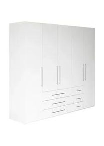 Xora Drehtürenschrank , Weiß, Weiß Hochglanz , Holzwerkstoff , 5 Fächer , 6 Schubladen , 244x218.6x59.4 cm , in verschiedenen Größen erhältlich, in verschiedenen Holzdekoren erhältlich , Schlafzimmer, Komplette Schlafzimmer und Serien, Schlafzimmerserien