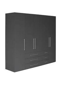 Xora Drehtürenschrank , Anthrazit, Anthrazit Hochglanz , Holzwerkstoff , 5 Fächer , 6 Schubladen , 244x218.6x59.4 cm , in verschiedenen Größen erhältlich, in verschiedenen Holzdekoren erhältlich , Schlafzimmer, Komplette Schlafzimmer und Serien, Schlafzimmerserien