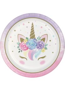 8 st Princess Unicorn papperstallrikar 23cm