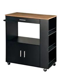 Kesper Servierwagen , Anthrazit, Eichefarben , Holz, Holzwerkstoff , Bambus , massiv , 1 Schubladen , 40x88x75 cm , Stauraum, Flaschenfach, offenes Fach , Holzmöbel, Servierwägen Holz