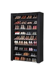Boxxx Schuhregal , Schwarz , Metall, Kunststoff, Textil , 10 Fächer , 100x162x28 cm , Garderobe, Schuhaufbewahrung, Schuhregale