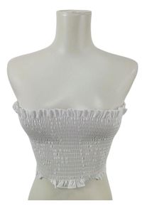 Zaful Top z dekoltem typu bandeau Damski, Rozmiar 38, biały, Poliester