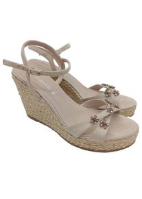 Tamaris Sandalo a zeppa Donna, Taglia 40, bianco sporco