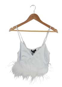 Bershka Top o skróconym kroju Damski, Rozmiar 36, biały