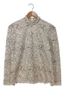 Hallhuber Donna Blusa in merletto Donna, Taglia 34, bianco sporco