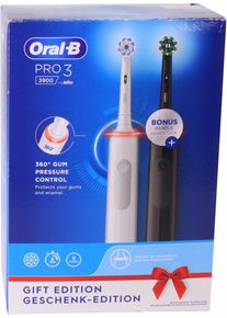 Braun Oral-B Pro 3 3900 Pro elektrische Zahnbürste Elektrozahnbürste Schallzahnbürste Doppelpack schwarz weiß