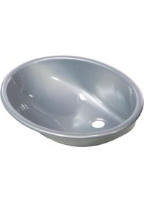 Carysan Waschbecken Waschtisch 450x335x145mm Camping Wohnwagen Wohnmobil Kunststoff oval silber