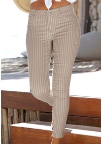Lascana Damen 7/8-Jeggings in sand-wei&szlig;-gestreift ,Gr&ouml;&szlig;e 34, Witt, 67% Baumwolle, 29% Polyester, 4% Elasthan