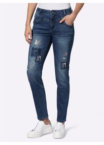 Heine Dames jeans in blue-stonewashed ,maat 46, Witt, 95% Katoen, 3% Polyester, 2% Elastan