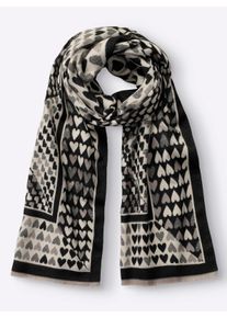 Heine Dames Sjaal in zwart/champagne ,maat 0, Witt, 80% Viscose, 20% Wol