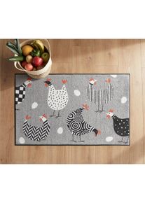 wash+dry by Kleen-Tex unisex Voetmat in grijs/wit gedessineerd ,maat 40x60 cm - rechthoekig, Witt, 100% Polyamide. Achterzijde: 100% Elastiek