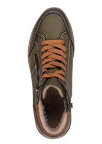 Jana Dames Enkellaarsje met siernaden in kaki ,maat 37, Witt, 50% Imitatieleer, 50% Textiel