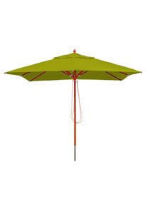 Gastronomie Holz-Sonnenschirm HWC-C57, Gartenschirm, Polyester/Holz 14kg, eckig 3x3m Seilzug stoßsicher ~ lemon-grün