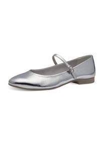 Tamaris Dames Ballerina met riempjes zilver 36