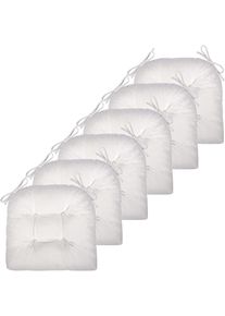 Chair Cushion, 6 Pa Chair Cushions For Dining Chairs, Chair Pads And Mat With Ties For Indoor Kitchen Seat And Desk (White, 6