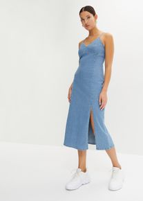 Robe en jean fendue - bleu - taille 46 avec coton - bonprix