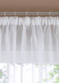 Store ondulé avec bordure en satin et polyester recyclé - blanc - taille 140x600 cm - bonprix