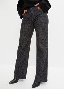 Jean large taille mi-haute à motif brillant - noir - taille 36 avec coton - bonprix