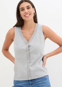 Finstrikket vest med knapper, grå, størrelse 48/50 (XL), bonprix