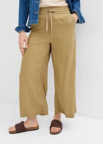 bonprix Femei Pantaloni cu elastic și șiret în talie 7/8 din Lyocell, maro, 46