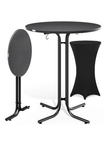 Casaria Statafel Grijs 110x70cm + statafelhoes Zwart Ø70cm