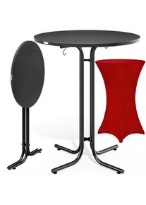 Casaria Statafel Grijs 110x70cm + statafelhoes Rood Ø70cm
