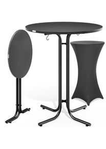 Casaria Statafel Grijs 110x70cm + statafelhoes Grijs Ø70cm