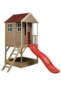 Ambia Garden Xxxl Spielhaus , Naturfarben, Rot , Holz , Kiefer , 197x242x280 cm , Freizeit & Co, Gartenspielzeug, Spielhäuser