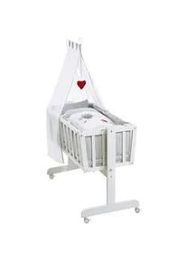 Roba Komplettwiegenset , Grau, Weiß , Textil, Holzwerkstoff , Schichtholz , 53x150x103.5 cm , Babymöbel & Kindermöbel, Babyzimmer, Babybetten, Stubenwagen & Babywiegen