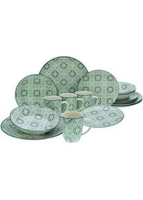 Creatable Kombiservice , Grün, Weiß, Hellgrün , Keramik , 16-teilig , 300 ml , 32.5x31x32.5 cm , lebensmittelecht, stapelbar , Geschirr, Geschirrsets, Kombiservice