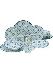 Creatable Kombiservice , Blau, Weiß , Keramik , 16-teilig , 300 ml , 32.5x31x32.5 cm , lebensmittelecht, stapelbar , Geschirr, Geschirrsets, Kombiservice
