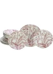 Creatable Tafelservice , Weiß, Altrosa , Keramik , 18-teilig , Blume , 30x32x31 cm , lebensmittelecht, stapelbar , Geschirr, Geschirrsets, Tafelservice