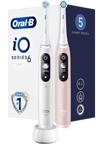 Oral-B iO Series 6 Duo White & Pink Sand set elektrických zubných kefiek, 5 režimov, AI, časovač