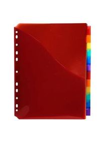 Exacompta - Cod. 4844E - Divisori per raccoglitori ad anelli con 12 tasti neutri portaetichetta e tasca - Ppl multicolore - A4 maxi - 10 pezzi
